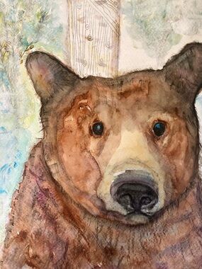 Brown Bear Watercolor Wall Art Print - Home Art